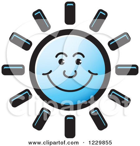 Clipart of a Blue Happy Sun Icon - Royalty Free Vector Illustration by Lal Perera