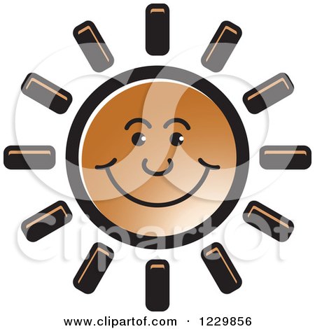 Clipart of a Brown Happy Sun Icon - Royalty Free Vector Illustration by Lal Perera