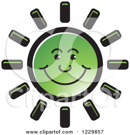 Clipart of a Green Happy Sun Icon - Royalty Free Vector Illustration by Lal Perera