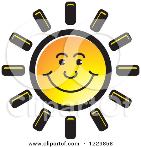 Clipart of a Happy Sun Icon - Royalty Free Vector Illustration by Lal Perera