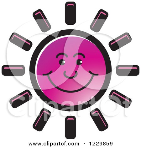 Clipart of a Purple Happy Sun Icon - Royalty Free Vector Illustration by Lal Perera