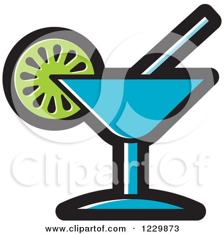 Clipart of a Blue Cocktail Icon - Royalty Free Vector Illustration by Lal Perera