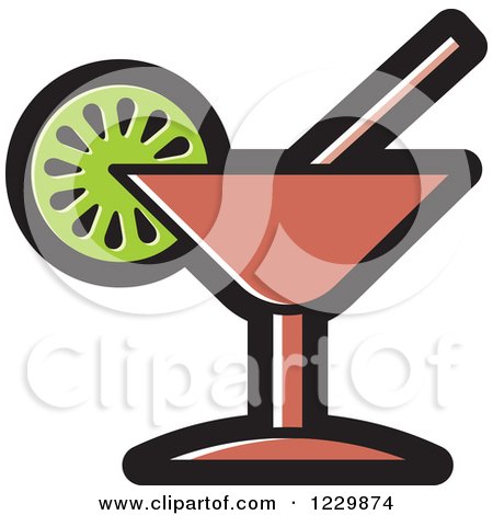 Clipart of a Brown Cocktail Icon - Royalty Free Vector Illustration by Lal Perera