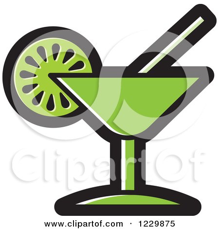 Clipart of a Green Cocktail Icon - Royalty Free Vector Illustration by Lal Perera