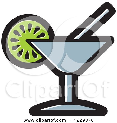 Clipart of a Gray Cocktail Icon - Royalty Free Vector Illustration by Lal Perera