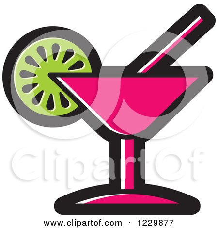 Clipart of a Pink Cocktail Icon - Royalty Free Vector Illustration by Lal Perera