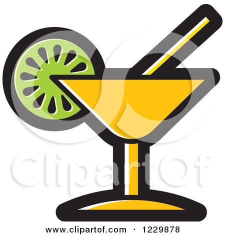 Clipart of a Yellow Cocktail Icon - Royalty Free Vector Illustration by Lal Perera