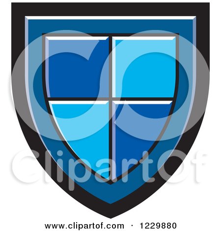 Clipart of a Blue Shield Icon - Royalty Free Vector Illustration by Lal Perera