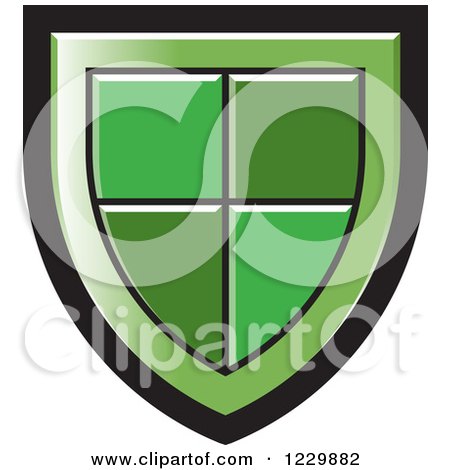 Clipart of a Green Shield Icon - Royalty Free Vector Illustration by Lal Perera