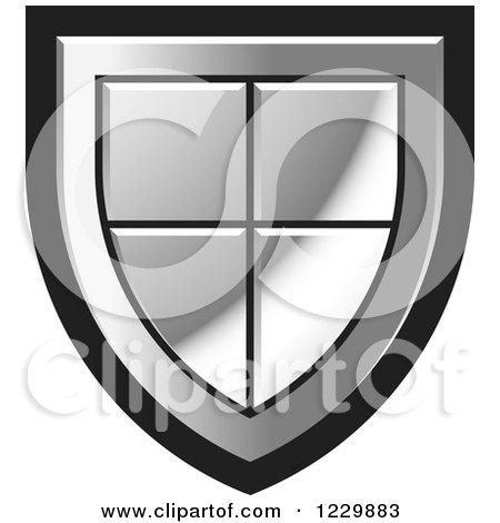 Clipart of a Silver Shield Icon - Royalty Free Vector Illustration by Lal Perera