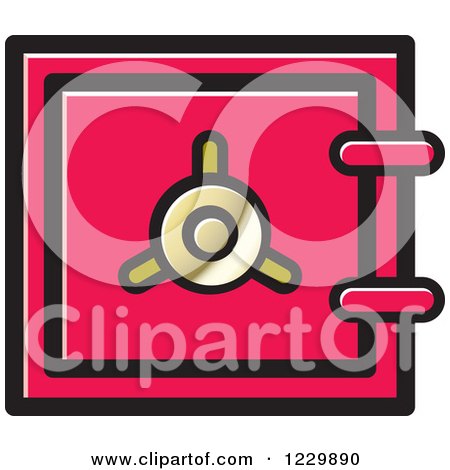 Clipart of a Pink Safe Vault Icon - Royalty Free Vector Illustration by Lal Perera