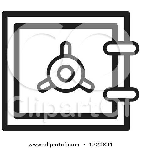 Clipart of a Black and White Safe Vault Icon - Royalty Free Vector Illustration by Lal Perera