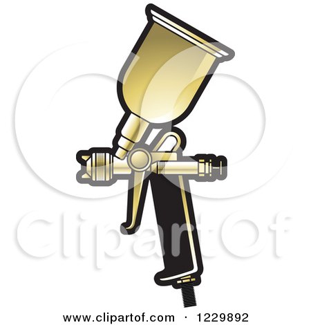 Clipart of a Golden Spray Painting Gun - Royalty Free Vector Illustration by Lal Perera