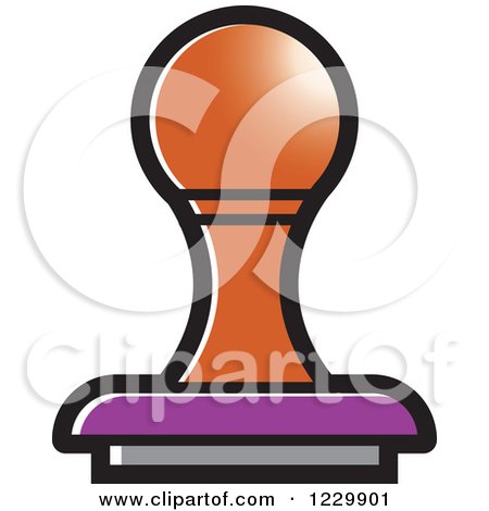 Clipart of a Brown and Purple Rubber Stamp Icon - Royalty Free Vector Illustration by Lal Perera