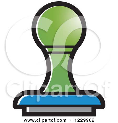 Clipart of a Green and Blue Rubber Stamp Icon - Royalty Free Vector Illustration by Lal Perera