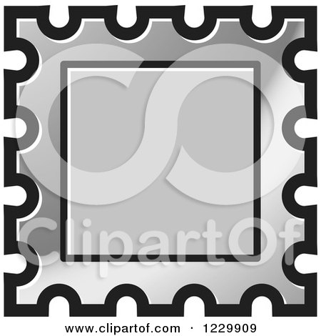 Clipart of a Silver Postage Stamp or Frame Icon - Royalty Free Vector Illustration by Lal Perera