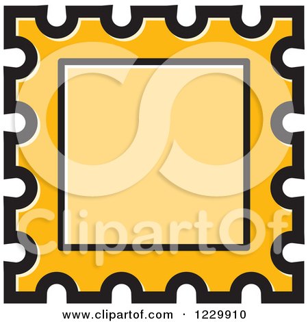 Clipart of a Yellow Postage Stamp or Frame Icon - Royalty Free Vector Illustration by Lal Perera