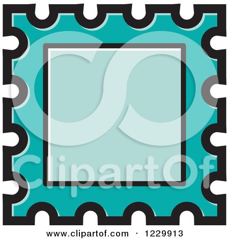 Clipart of a Turquoise Postage Stamp or Frame Icon - Royalty Free Vector Illustration by Lal Perera