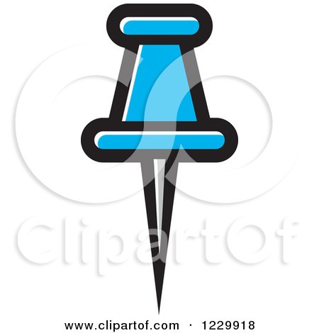 Clipart of a Blue Push Pin Icon - Royalty Free Vector Illustration by Lal Perera
