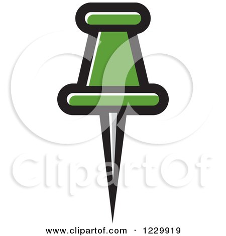 Clipart of a Green Push Pin Icon - Royalty Free Vector Illustration by Lal Perera