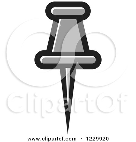 Clipart of a Gray Push Pin Icon - Royalty Free Vector Illustration by Lal Perera
