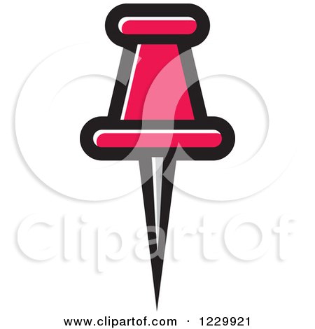 Clipart of a Pink Push Pin Icon - Royalty Free Vector Illustration by Lal Perera