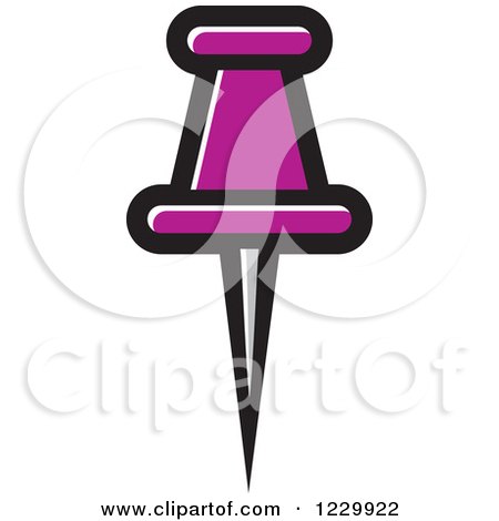 Clipart of a Purple Push Pin Icon - Royalty Free Vector Illustration by Lal Perera