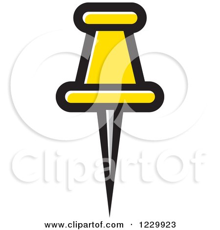 Clipart of a Yellow Push Pin Icon - Royalty Free Vector Illustration by Lal Perera