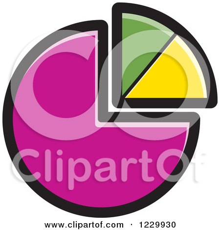 Clipart of a Pink Green and Yellow Pie Chart Icon - Royalty Free Vector Illustration by Lal Perera