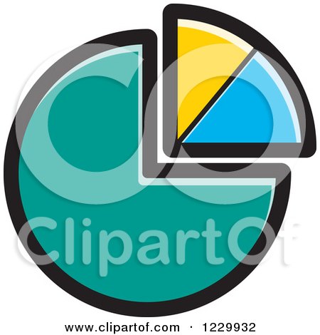Clipart of a Turquoise Yellow and Blue Pie Chart Icon - Royalty Free Vector Illustration by Lal Perera