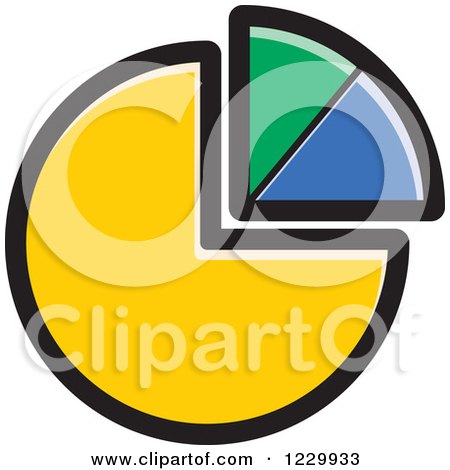 Clipart of a Yellow Green and Blue Pie Chart Icon - Royalty Free Vector Illustration by Lal Perera