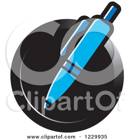Clipart of a Blue Writing Pen Icon - Royalty Free Vector Illustration by Lal Perera