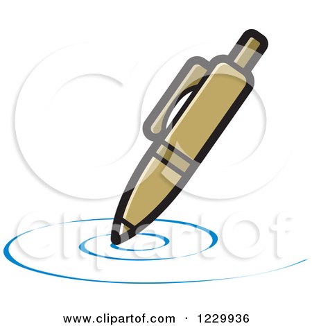 Clipart of a Tan Writing Pen Icon - Royalty Free Vector Illustration by Lal Perera