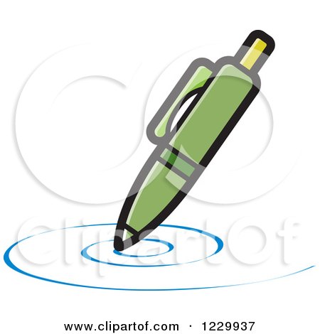Clipart of a Green Writing Pen Icon - Royalty Free Vector Illustration by Lal Perera