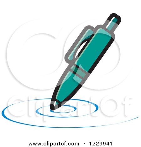 Clipart of a Turquoise Writing Pen Icon - Royalty Free Vector Illustration by Lal Perera