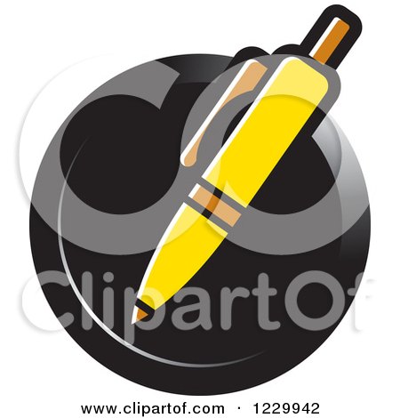 Clipart of a Yellow Writing Pen Icon - Royalty Free Vector Illustration by Lal Perera