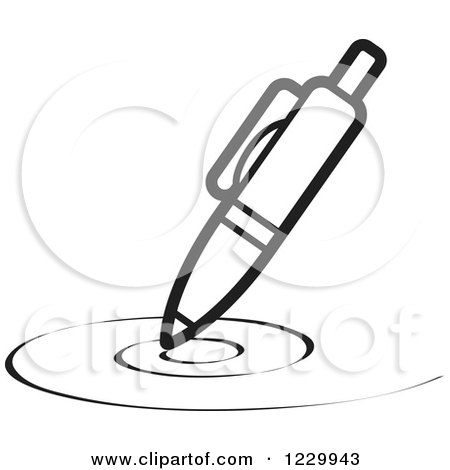 Clipart of a Black and White Writing Pen Icon - Royalty Free Vector Illustration by Lal Perera