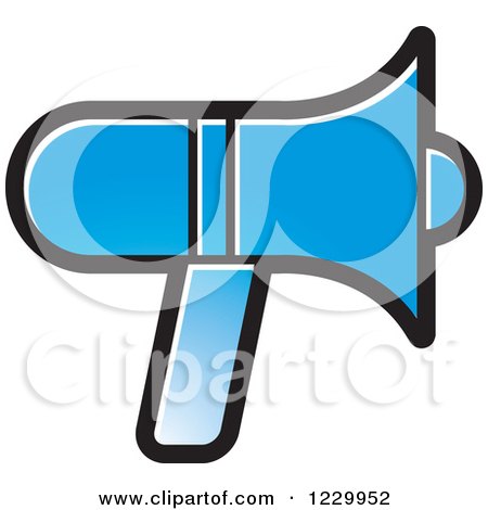 Clipart of a Blue Megaphone Icon - Royalty Free Vector Illustration by Lal Perera