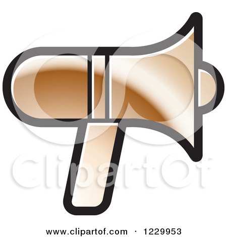 Clipart of a Bronze Megaphone Icon - Royalty Free Vector Illustration by Lal Perera