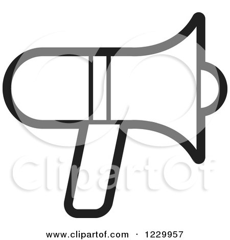 Clipart of a Black and White Megaphone Icon - Royalty Free Vector Illustration by Lal Perera