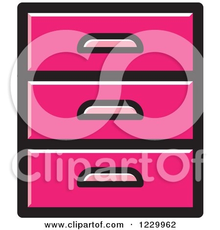 Clipart of a Pink Set of Drawers Icon - Royalty Free Vector Illustration by Lal Perera
