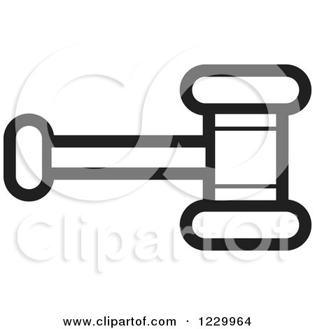 Clipart of a Black and White Gavel or Hammer Icon - Royalty Free Vector Illustration by Lal Perera