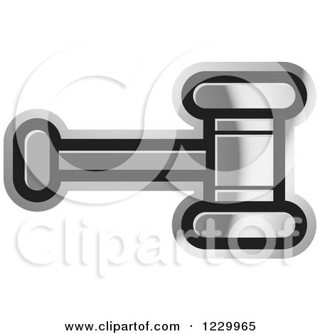 Clipart of a Silver Gavel or Hammer Icon - Royalty Free Vector Illustration by Lal Perera
