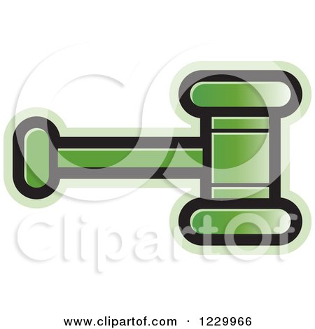 Clipart of a Green Gavel or Hammer Icon - Royalty Free Vector Illustration by Lal Perera