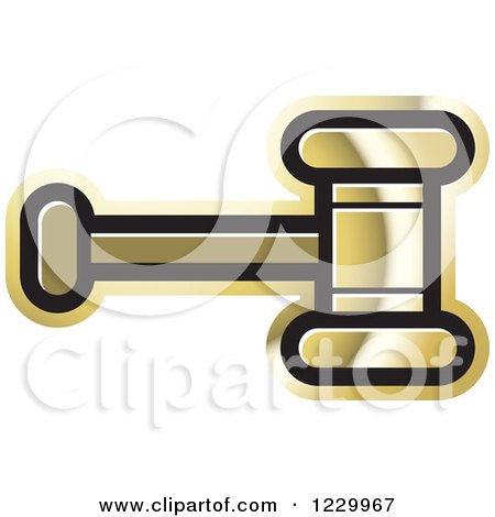 Clipart of a Gold Gavel or Hammer Icon - Royalty Free Vector Illustration by Lal Perera