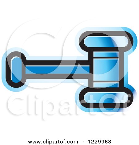 Clipart of a Blue Gavel or Hammer Icon - Royalty Free Vector Illustration by Lal Perera