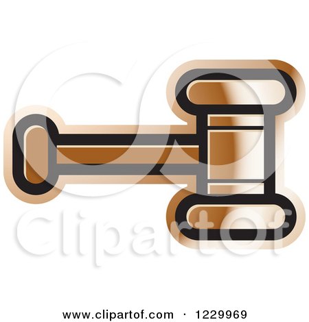 Clipart of a Bronze Gavel or Hammer Icon - Royalty Free Vector Illustration by Lal Perera
