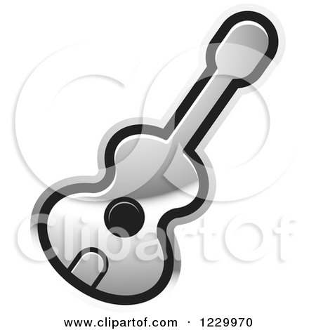 Clipart of a Silver Guitar Icon - Royalty Free Vector Illustration by Lal Perera