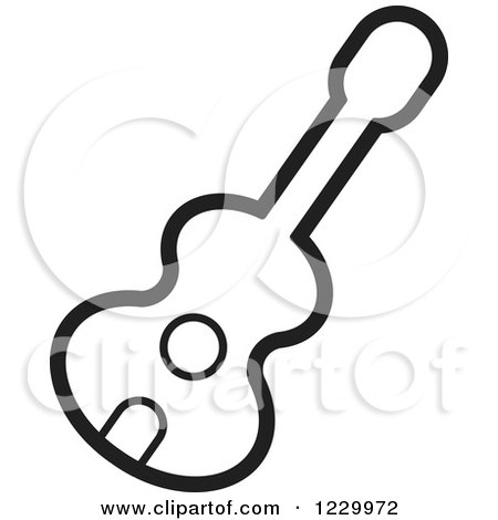 Clipart of a Black and White Guitar Icon - Royalty Free Vector Illustration by Lal Perera