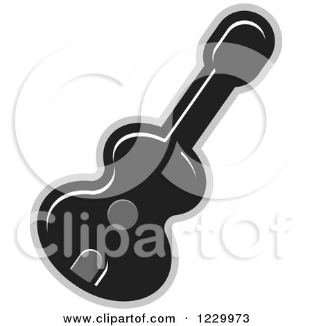 Clipart of a Grayscale Guitar Icon - Royalty Free Vector Illustration by Lal Perera